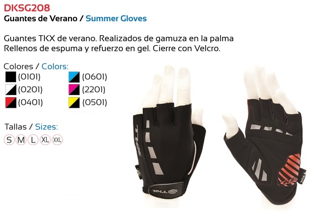 GUANTES BICICLETA TKX VERANO ADULTO NEGRO M